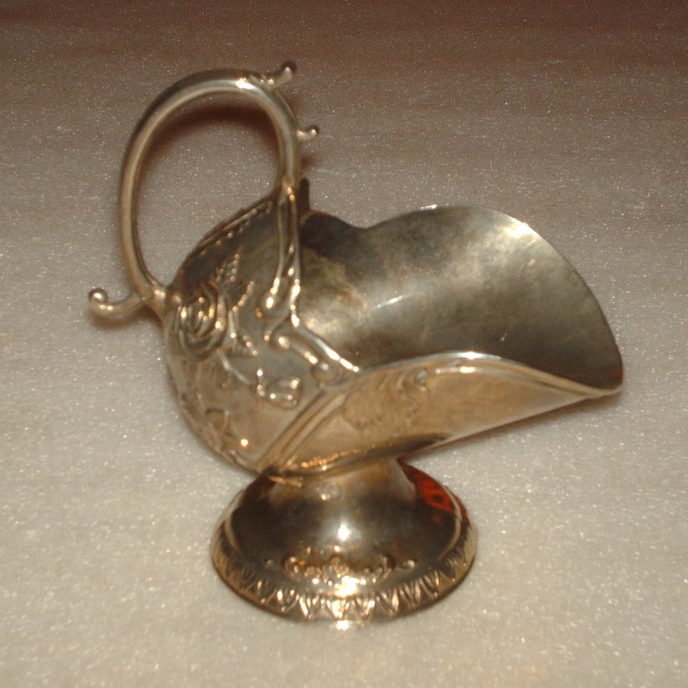 Vintage silver plated zinc alloy sugar scuttle